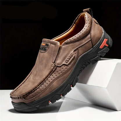 Men's Non-slip Walking Leather Lightweight Breathable Casual Loafers