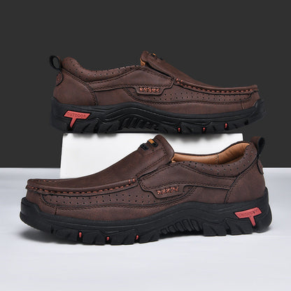 Men's Non-slip Walking Leather Lightweight Breathable Casual Loafers