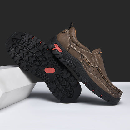 Men's Non-slip Walking Leather Lightweight Breathable Casual Loafers