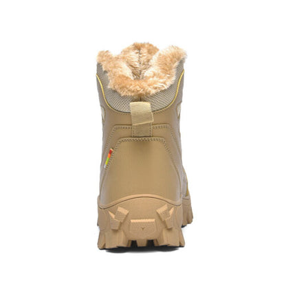 Men's Genuine Leather Warm Snow Boots Waterproof Non-Slip Winter Hiking Boots