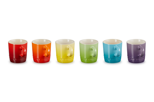 Stoneware Rainbow Set of 6 Espresso Mugs