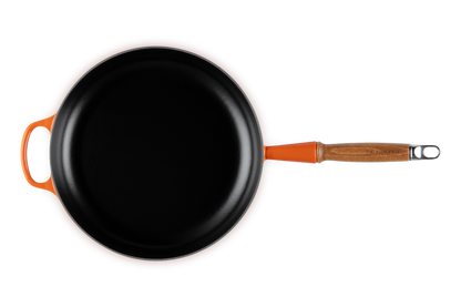 Cast Iron Frying Pan with Wooden Handle