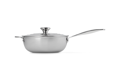 Signature Stainless Steel Non-Stick Chef's Pan with Lid and Helper Handle