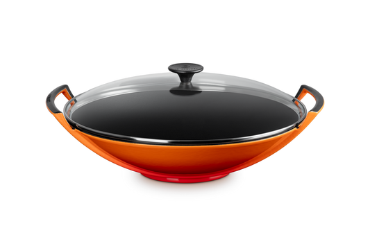 Cast Iron Wok with Glass Lid