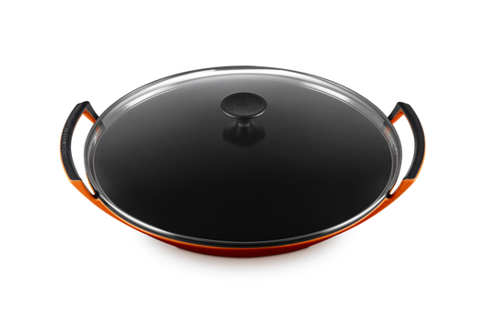 Cast Iron Wok with Glass Lid