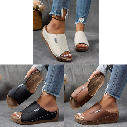 Comfortable Slides with Arch Support - Women's Plain Breathable Sandals