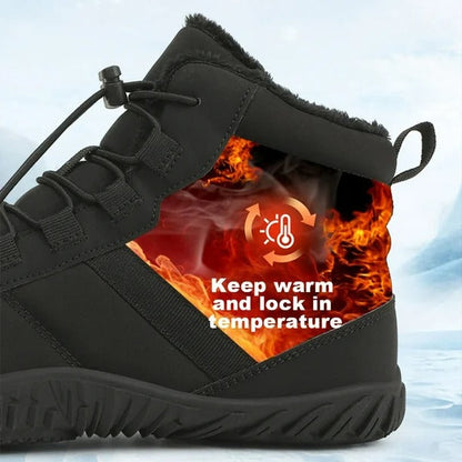 Men's Warm Fleece Barefoot Boots Wide Toe Orthopedic Support Snow Boots Waterproof Non-Slip Winter Boots
