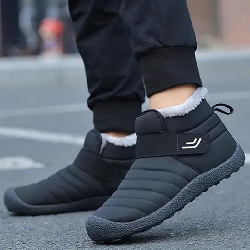 (Limited Time 49% Discount Event)  Men's Winter Warm Waterproof Non-slip Velcro Cotton Shoes Wide Toe Orthopedic Arch Support Slip-on Cotton Shoes