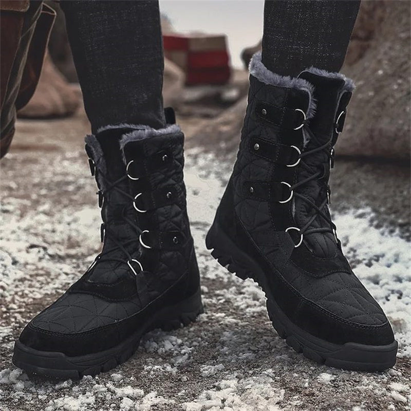 HOT SALE-Men's Genuine Leather Comfortable Snow Boots Warm Boots Combat Boots