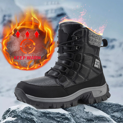 (⏰Limited Time Discount 49% off)Men's Thick Warm Snow Boots Wide Toe Anti-skid Fur Lined Leather Boots Waterproof Winter Hiking Boots