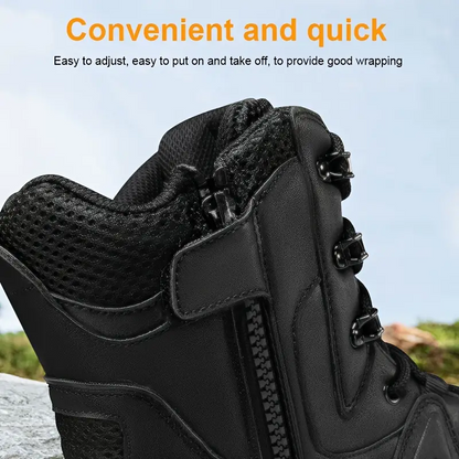 (Limited Time Discount 49% off)Men's Waterproof Ankle Support Tactical Boots Military Anti-Puncture Wide Toe Box Hiking Boots