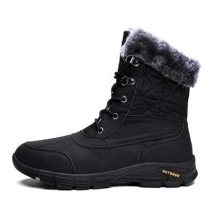(Limited Time Sale 49%off)Men's Winter Warm Thick Leather Platform Fur Lined Snow Boots Waterproof Non-slip Wear-resistant Winter Boots