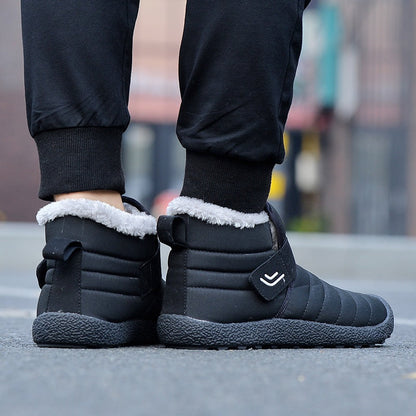 (Limited Time 49% Discount Event)  Men's Winter Warm Waterproof Non-slip Velcro Cotton Shoes Wide Toe Orthopedic Arch Support Slip-on Cotton Shoes