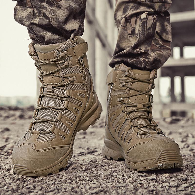 Men's Anti-Sprain Military Tactical Work Boots Waterproof Non-Slip Anti-Puncture Hiking Boots