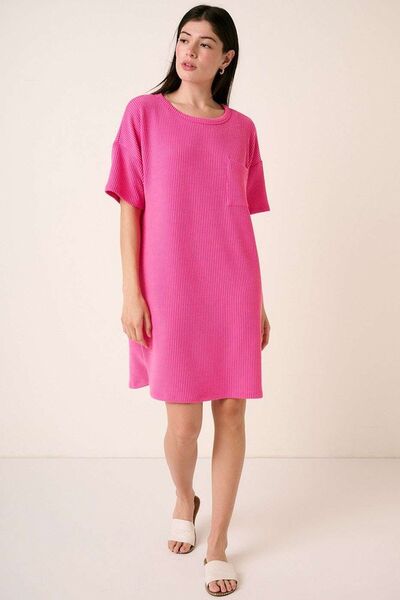 Mittoshop Urban Rib Knit Short Sleeve Tee Dress
